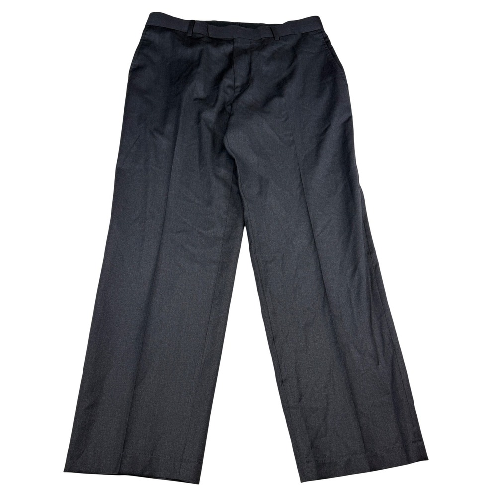 Hugo Boss Super 100 Dress Pants Men 33x30 Charcoal Grey Wool Flat Front Trouser